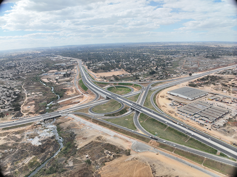 Aerial view of the Mbudzi Interchange in Harare, a major DNMZ International project.
